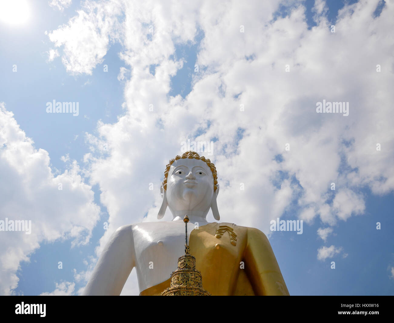 Low angle part of giant Buddha statue at Wat Phra That Doi Kham (Temple ...