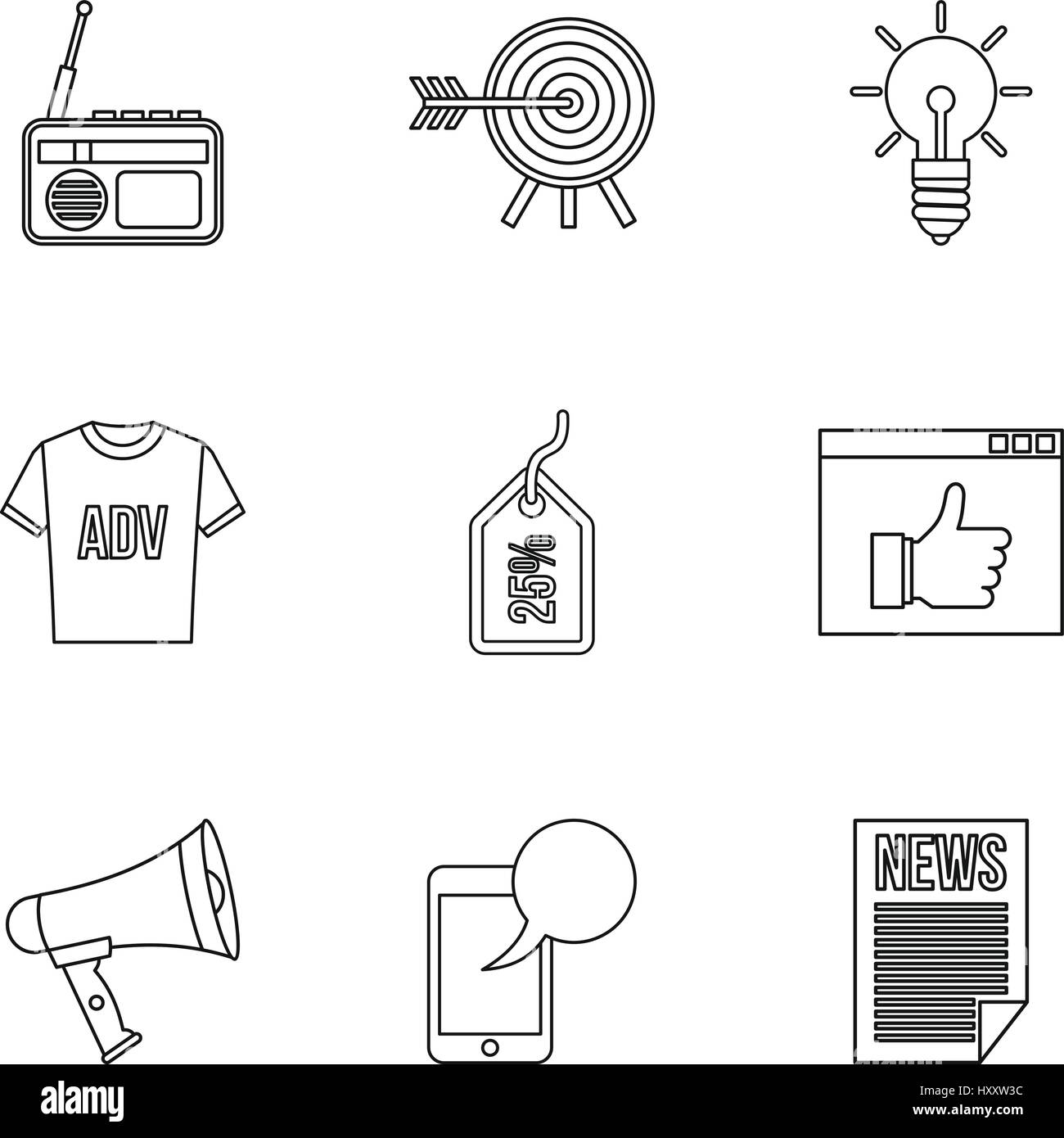 Advertising icons set, outline style Stock Vector Image & Art - Alamy