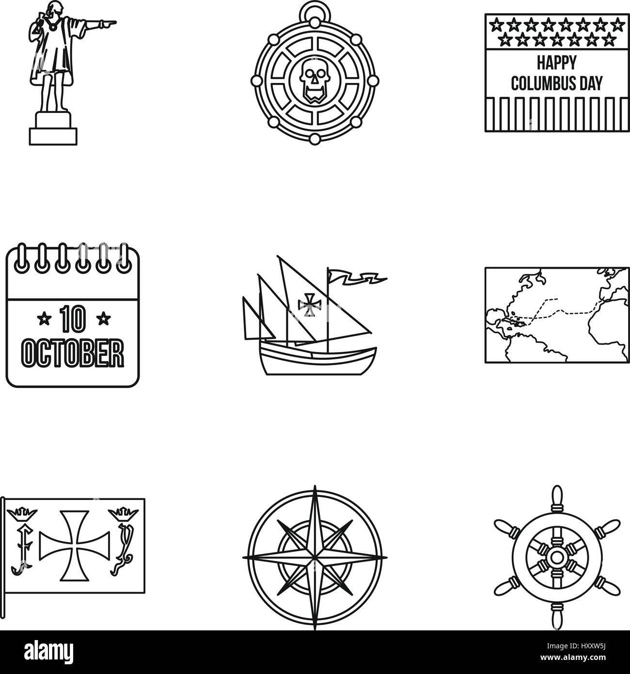 Search of mainland icons set, outline style Stock Vector Image & Art ...