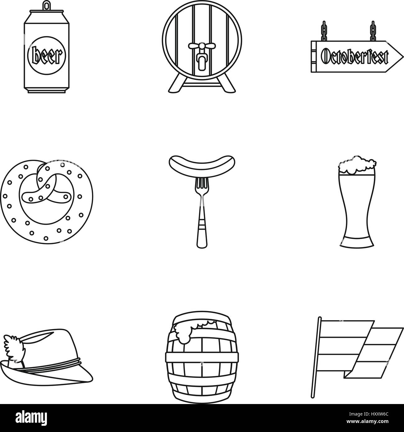 Oktoberfest icons set, outline style Stock Vector Image & Art - Alamy