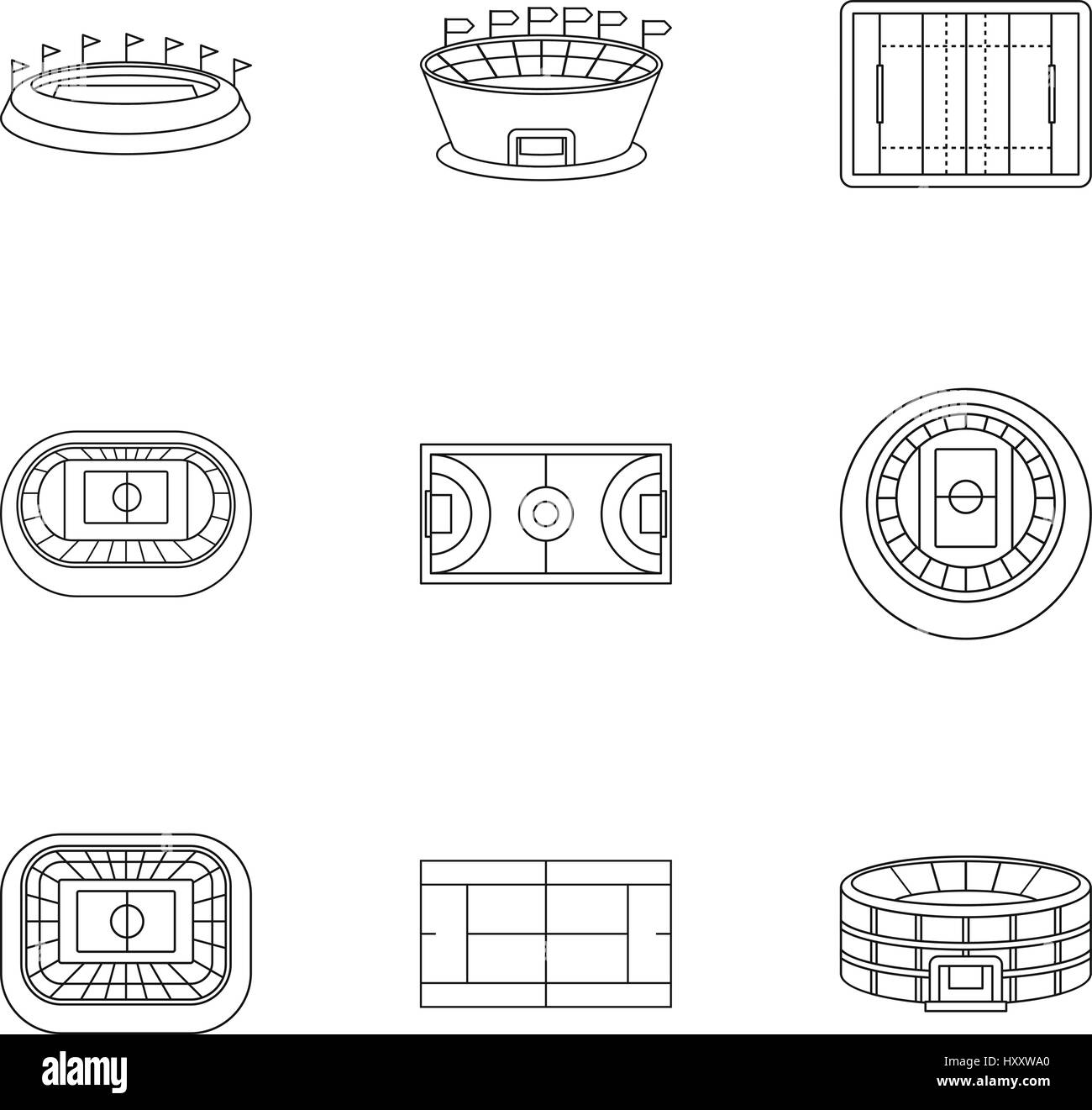 Game at stadium icons set, outline style Stock Vector Image & Art - Alamy