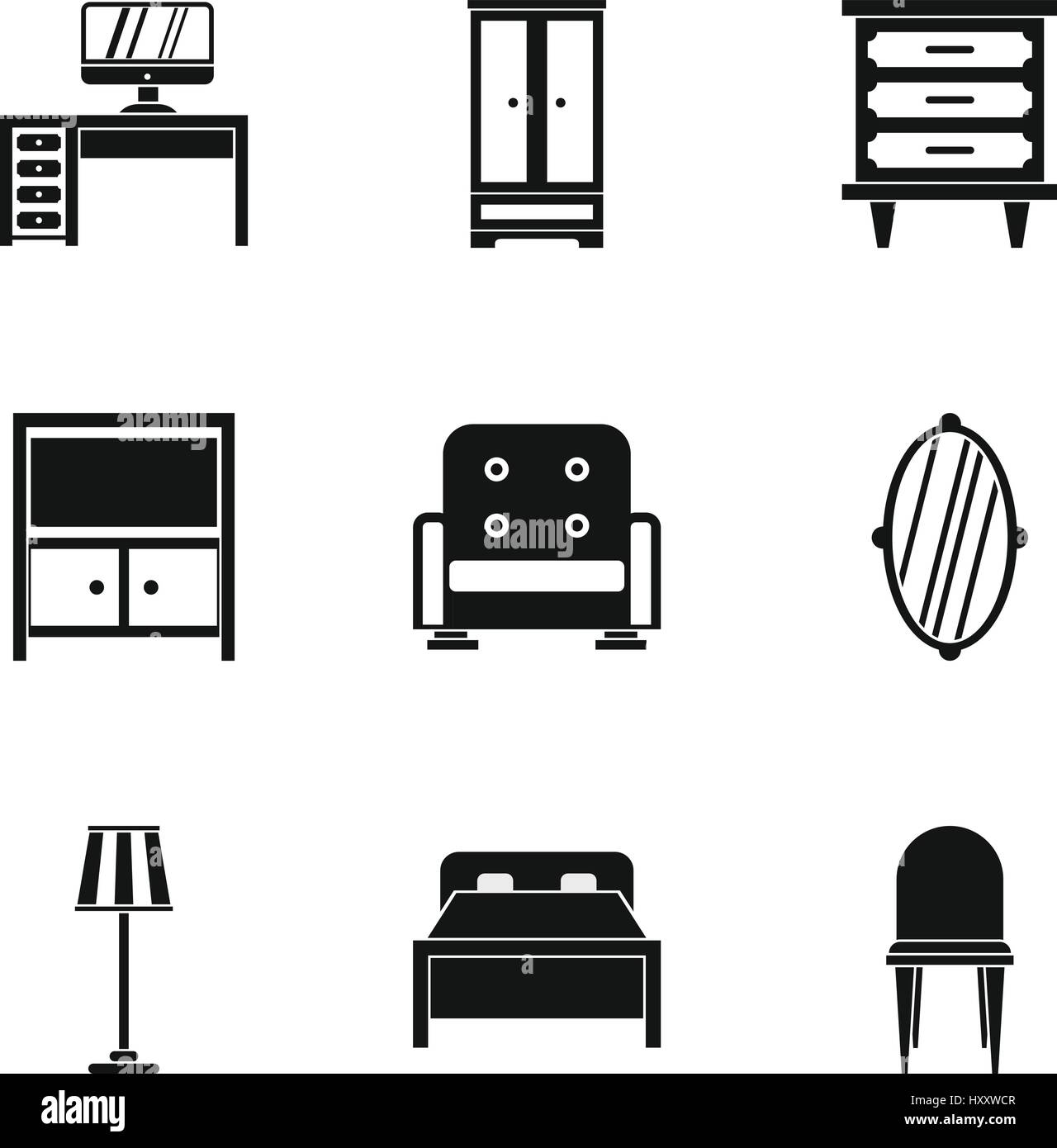 Furniture icons set, simple style Stock Vector Image & Art Alamy