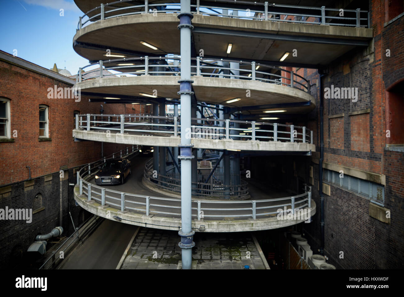 NCP carpark spiral ramp at Great Northern,  Deansgate, Manchester, England,UK. Stock Photo