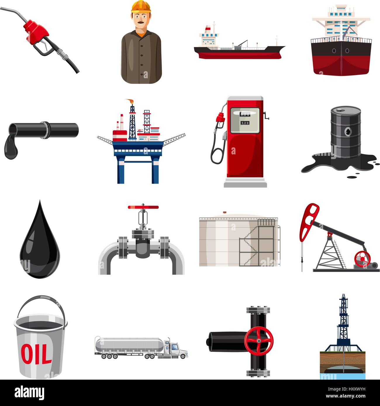 Oil production icons set, cartoon style Stock Vector Image & Art - Alamy
