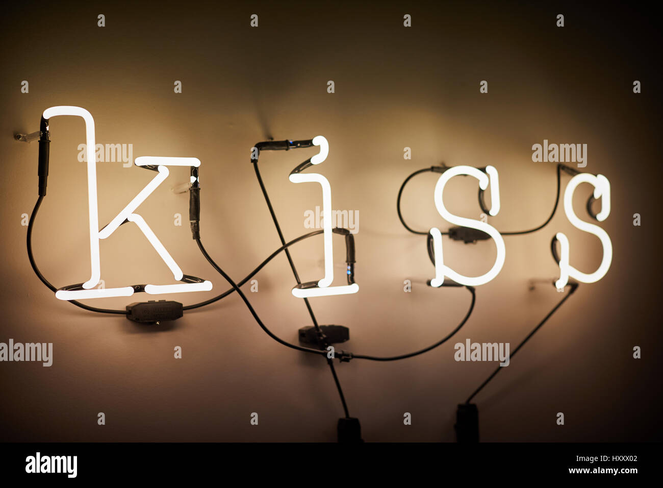 Kiss Neon Lights Decoration In Bedroom Great Britain
