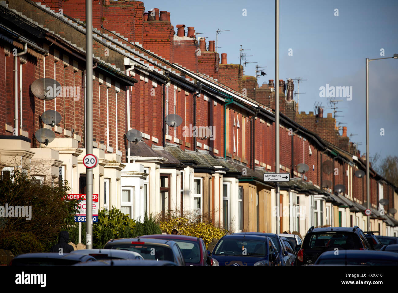 Terraced houses at The Square, Wesham, Kirkham, Fylde, Lancashire, England, UK Stock Photo Alamy