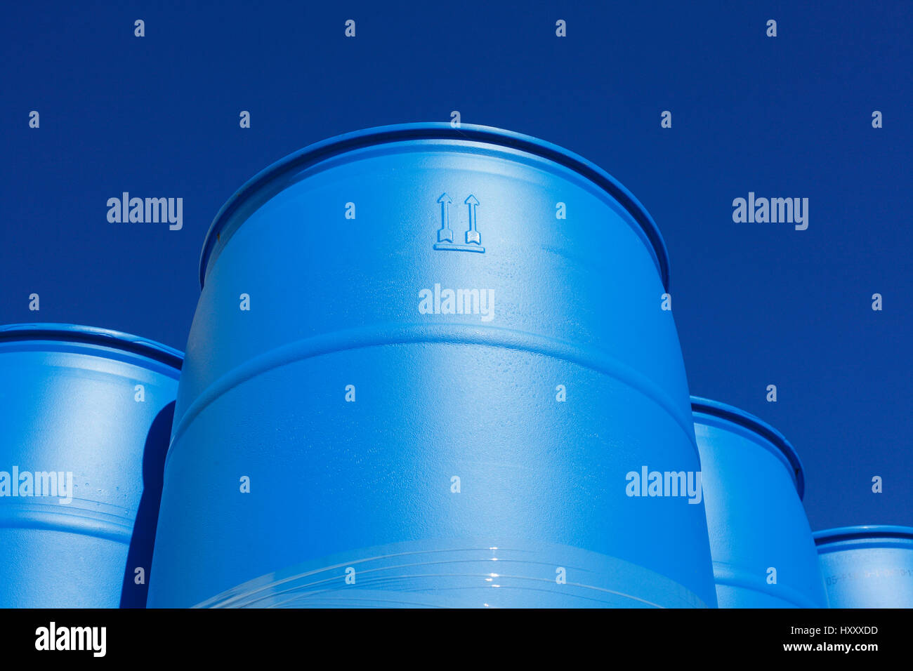 Blue Plastic barrels Stock Photo Alamy