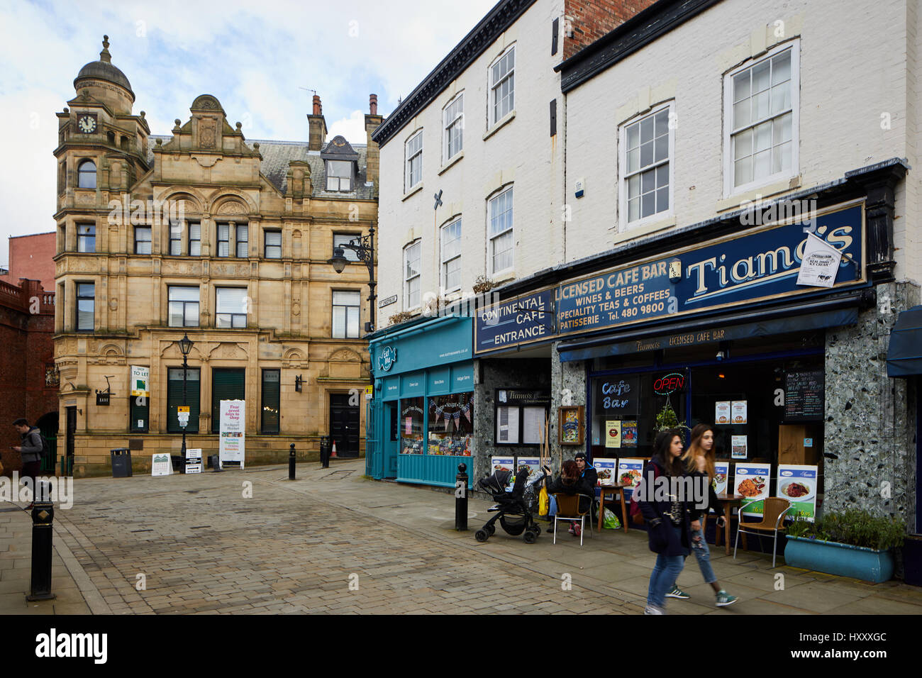 Historical buildings on Great Underbank in  Stockport Merseyway shopping precinct, Manchester , Chesire, England,UK. Stock Photo