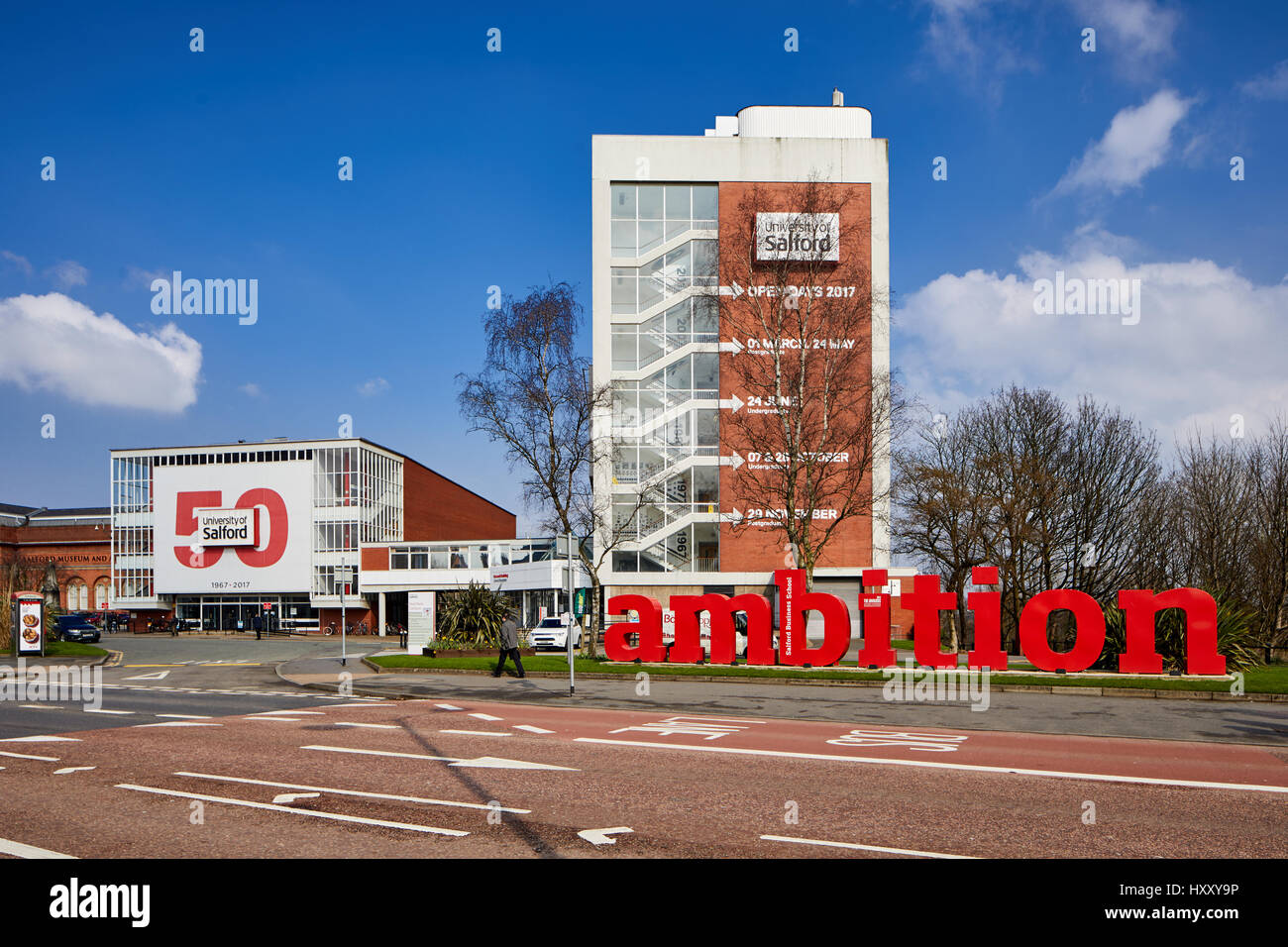 Ambition Sign Letters On The Lawn Of Salford University Maxwell Hosue In Gtr Manchester England Uk Stock Photo Alamy