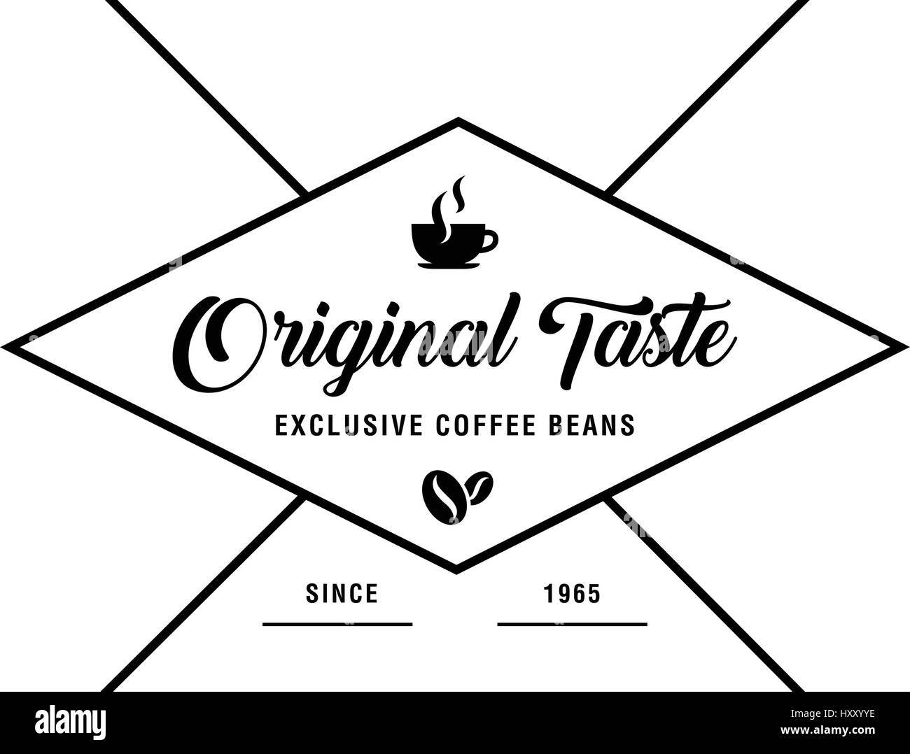 Coffee Shop Logo, Cup, beans, vintage style objects Stock Vector