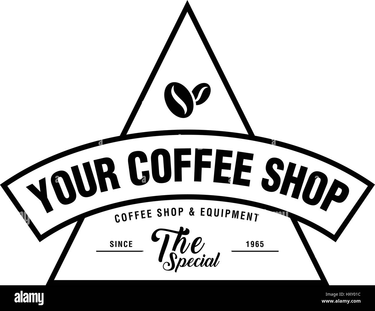 Coffee Shop Logo, Cup, beans, vintage style objects Stock Vector