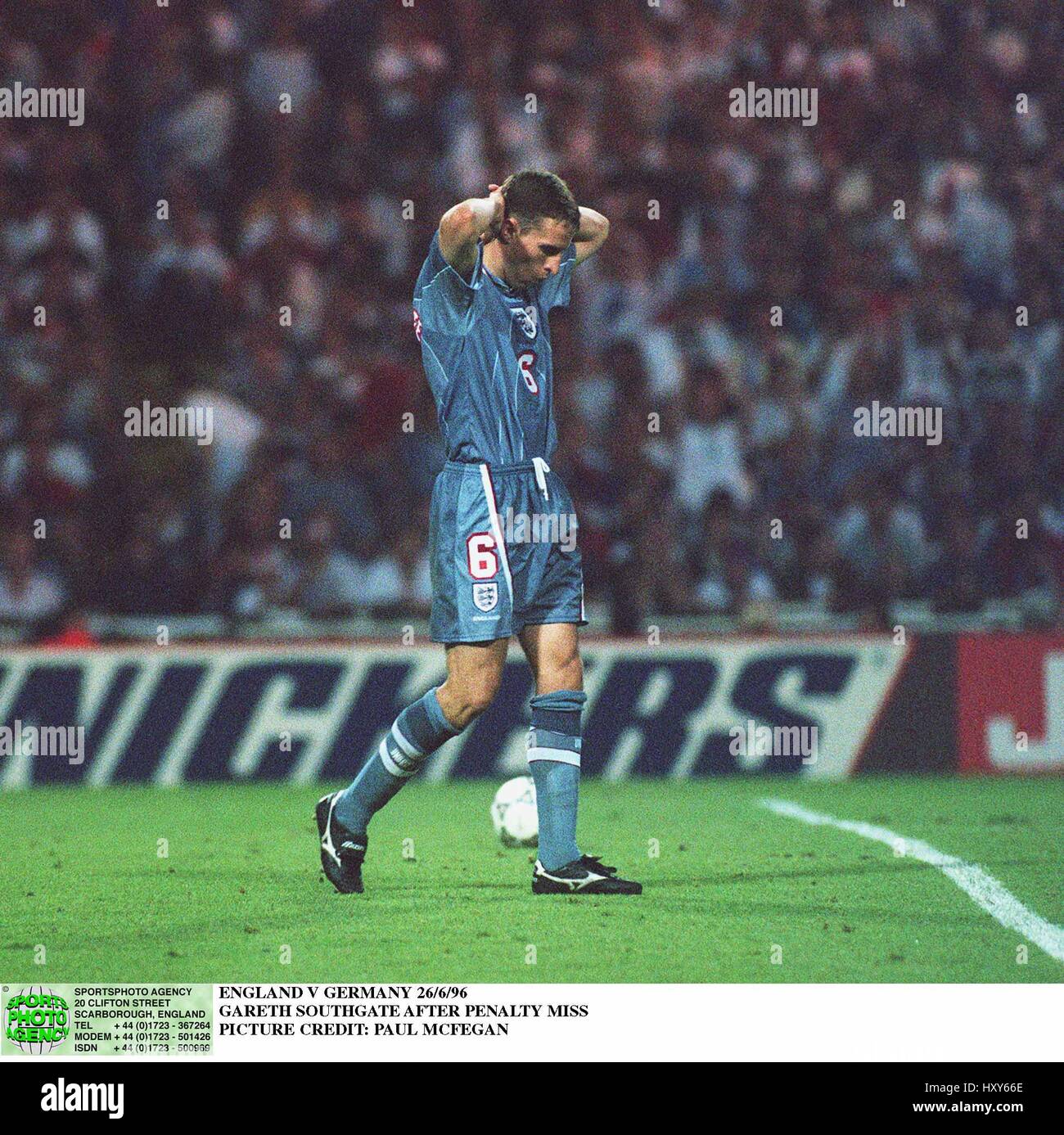 GARETH SOUTHGATE ENGLAND V GERMANY 26 June 1996 Stock Photo