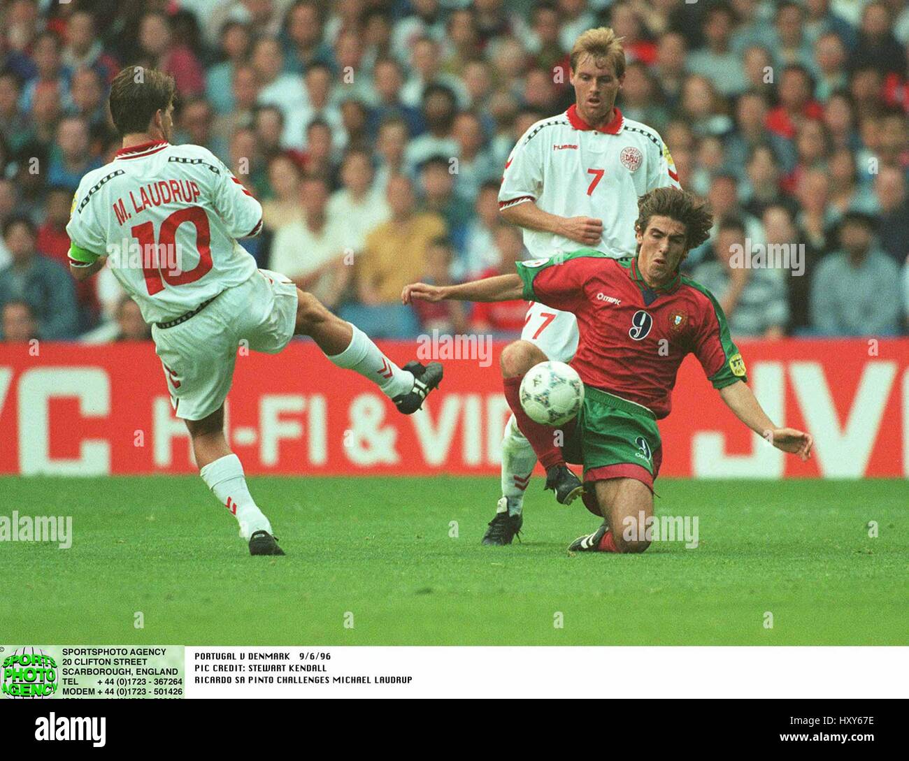 SA PINTO & MICHAEL LAUDRUP DENMARK V PORTUGAL 08 June 1996 Stock Photo -  Alamy