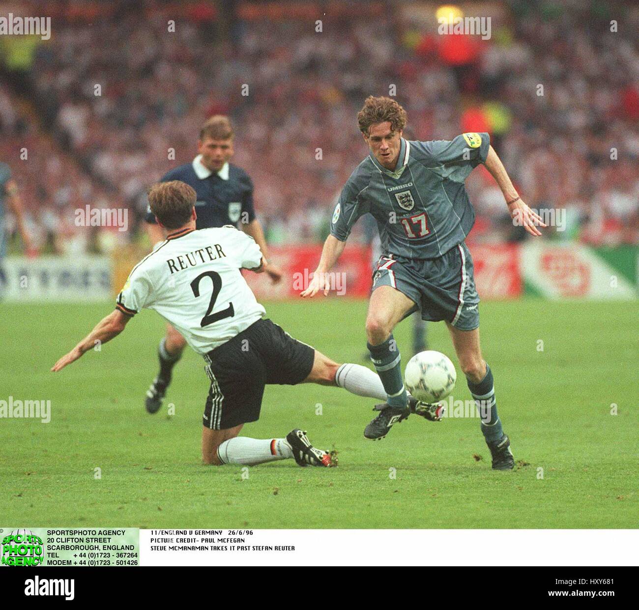 Steve Mcmanaman Stefan Reuter England V Germany 26 June 1996 Stock Photo Alamy