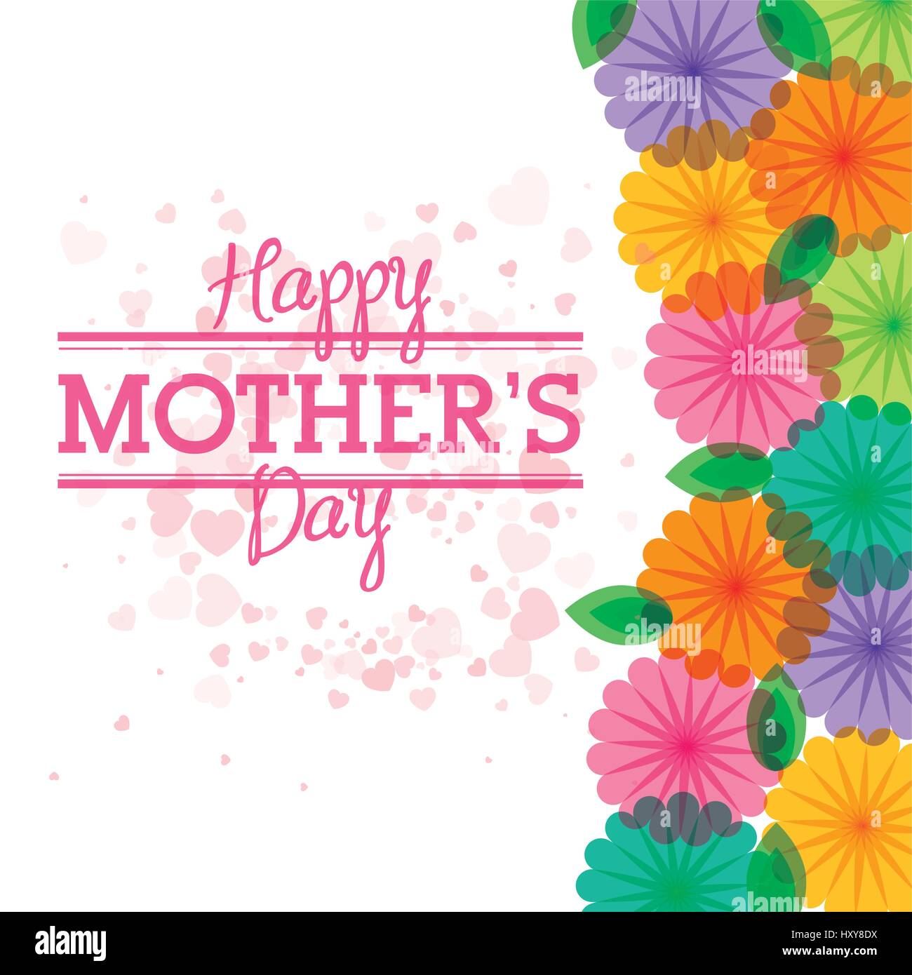 happy mothers day card with flowers heart background vector ...