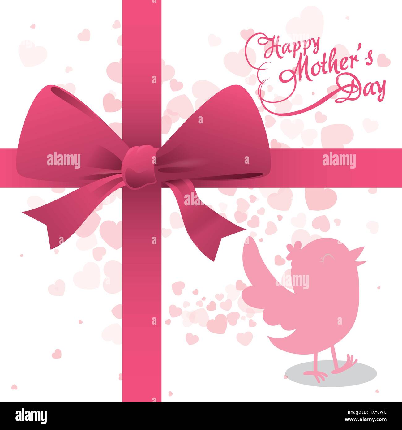 happy mothers day bird ribbon bow decoration vector illustration eps 10 ...