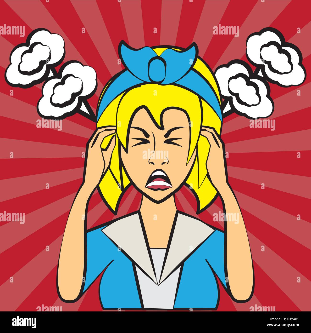 pop art woman angry furious vector illustration eps 10 Stock Vector