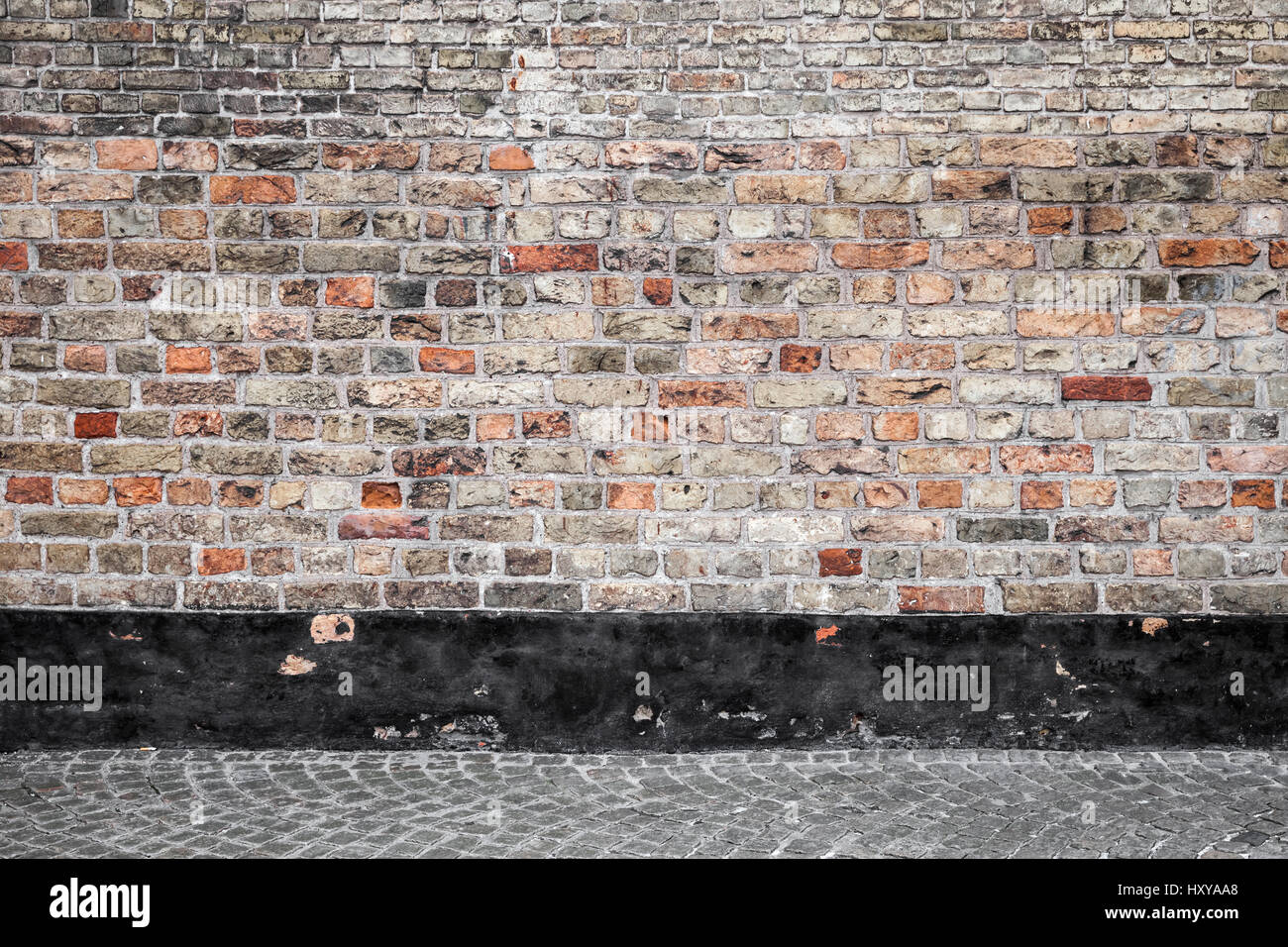 Abstract empty urban interior background with red brick wall and ...