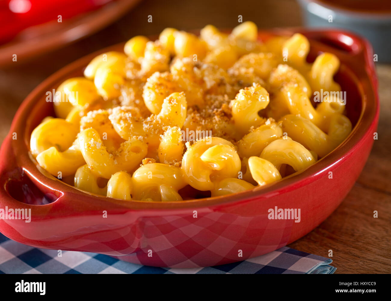 A bowl of delicious home made mac and cheese. Stock Photo