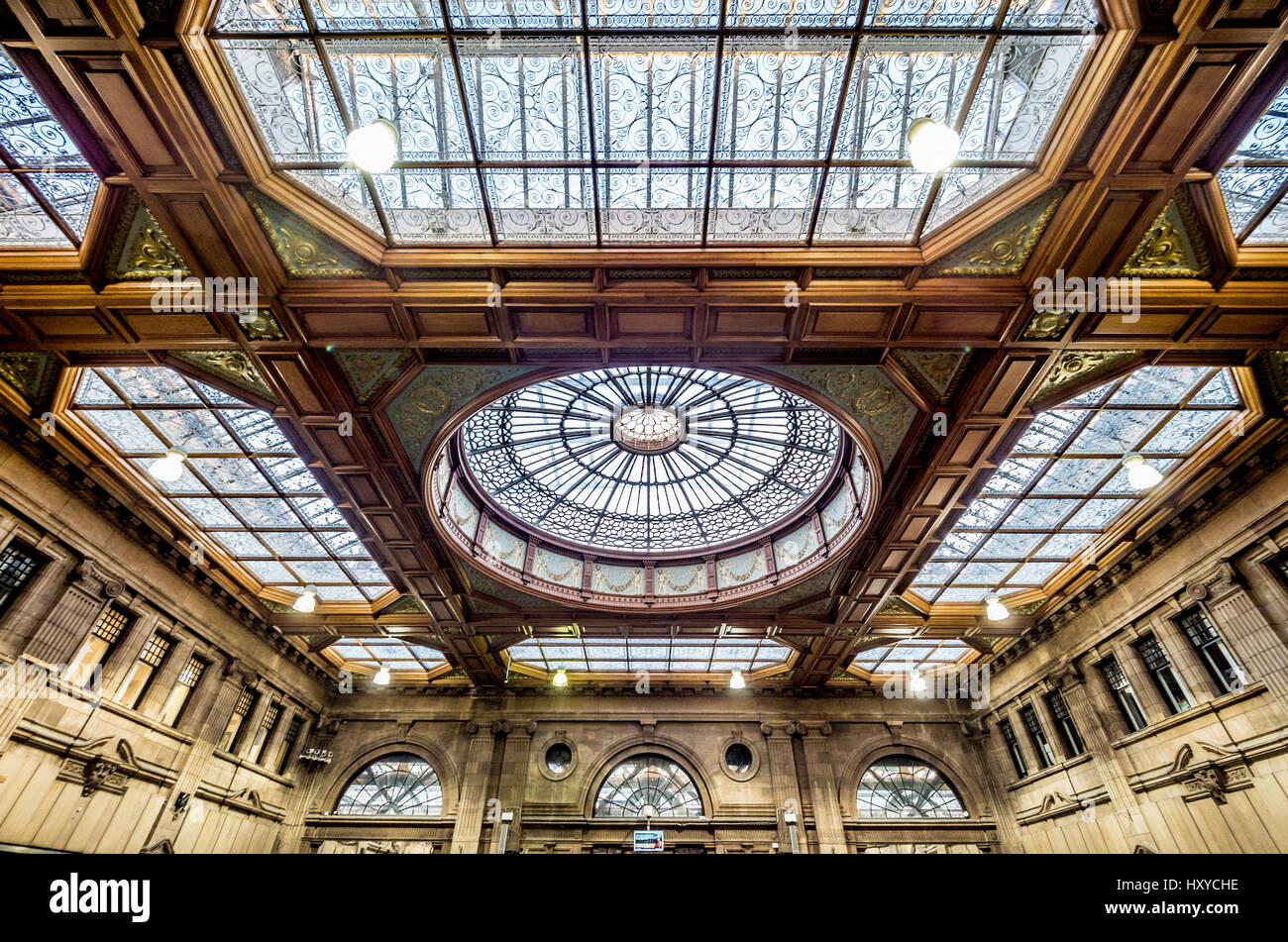 Edinburgh Waverley Station - restored ticket office with ornate ceiling