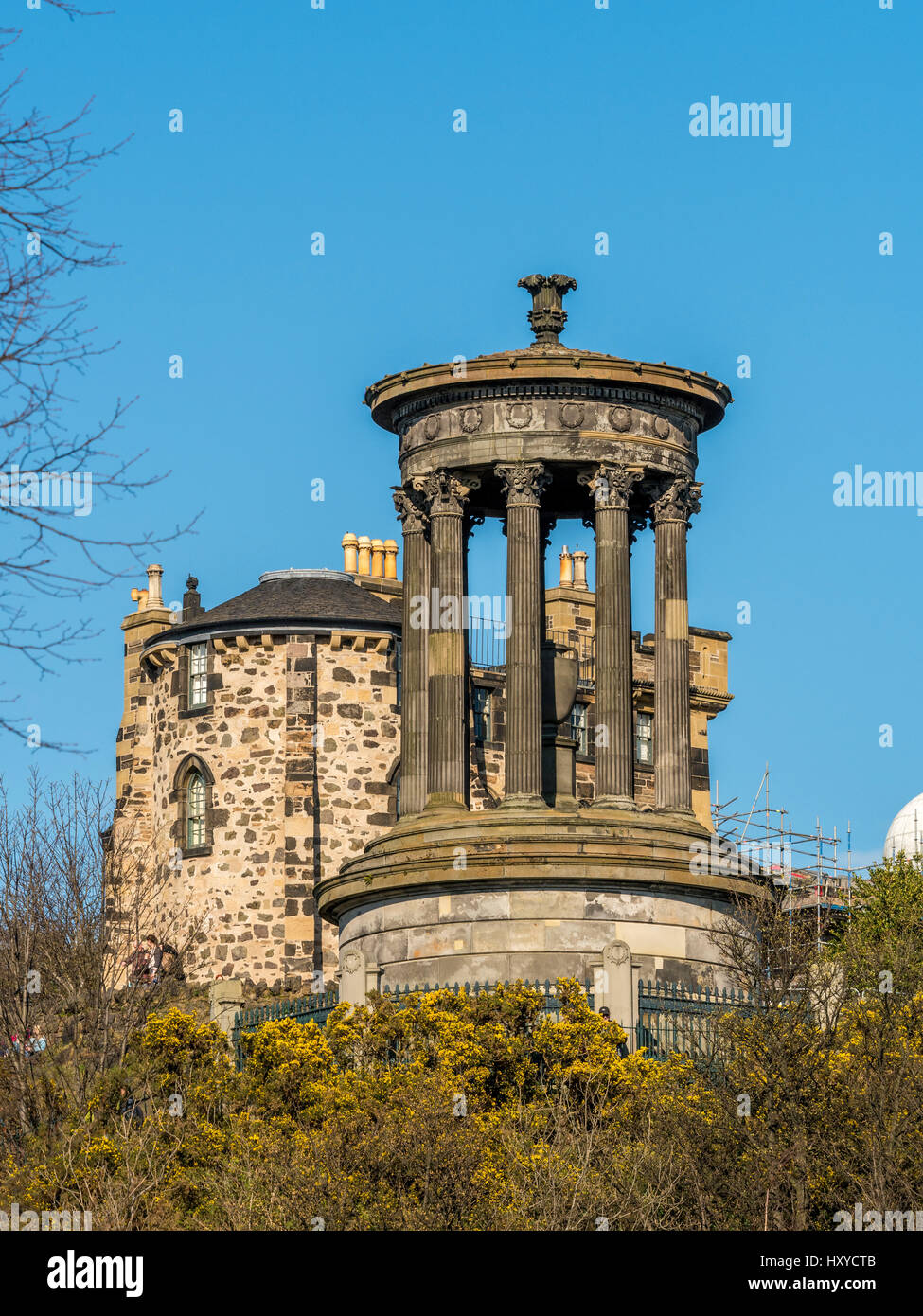 The Dugald Stewart Monument, Calton Hill, Edinburgh. A memorial to the Scottish philosopher Dugald Stewart (1753–1828). Stock Photo