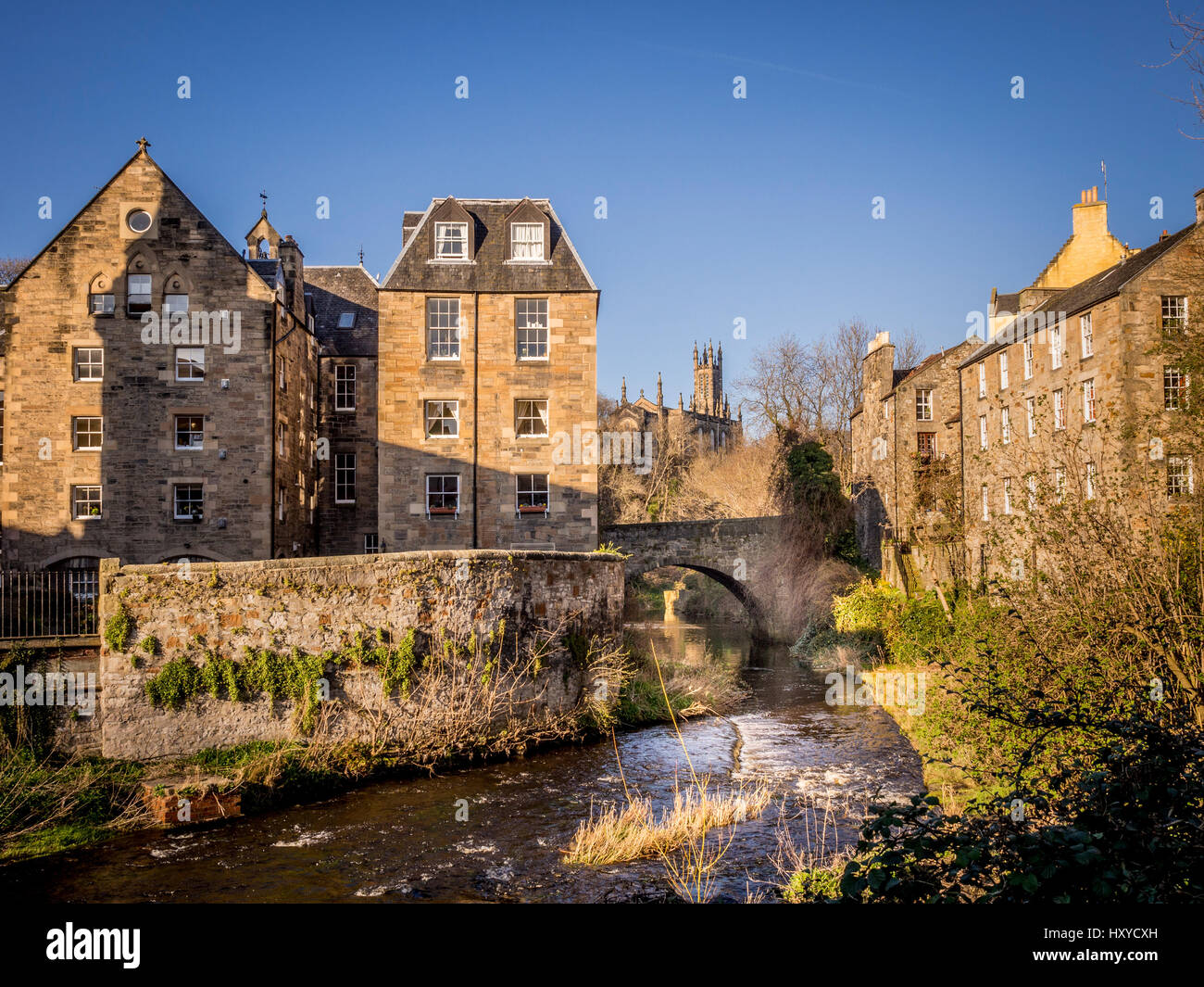 Dean Village and the Water of Leith, Edinburgh, Scotland. Stock Photo