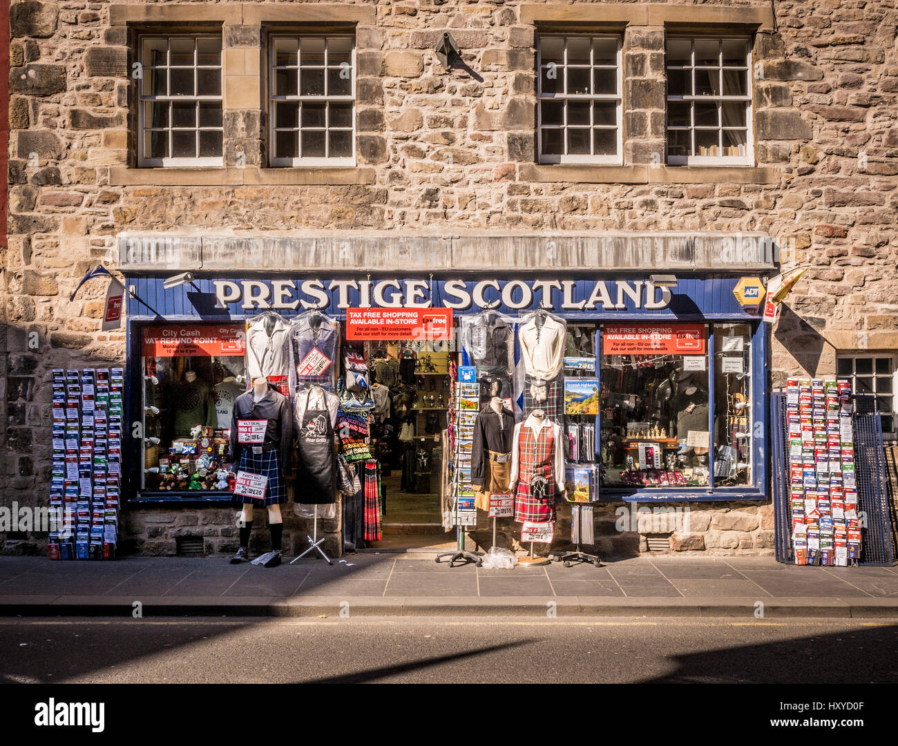 Prestige Scotland, tourist souvenir shop, Royal Mile, Edinburgh, Scotland. Stock Photo