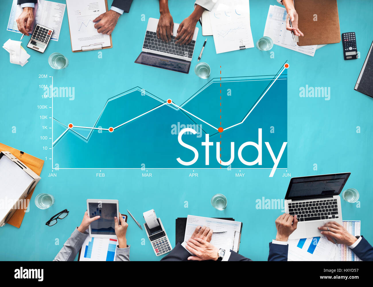 Corporate business line graph report Stock Photo Alamy