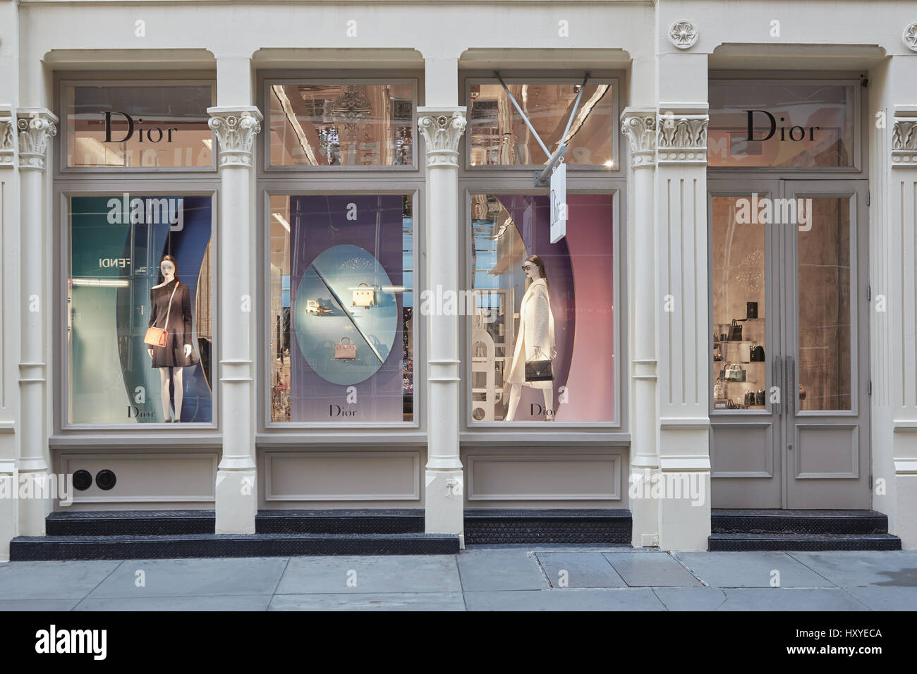 Christian Dior luxury shop exterior in Greene Street on September 14, 2016 in New York. Dior is a fashion house founded in 1946 in Paris Stock Photo