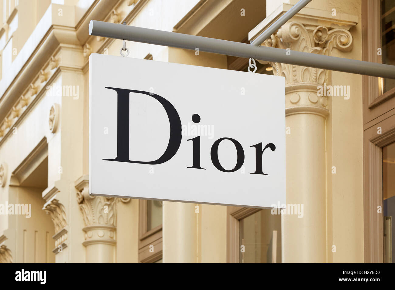 Christian Dior store sign in Greene Street on September 7, 2016 in New York. Dior is a fashion house founded in 1946 in Paris Stock Photo