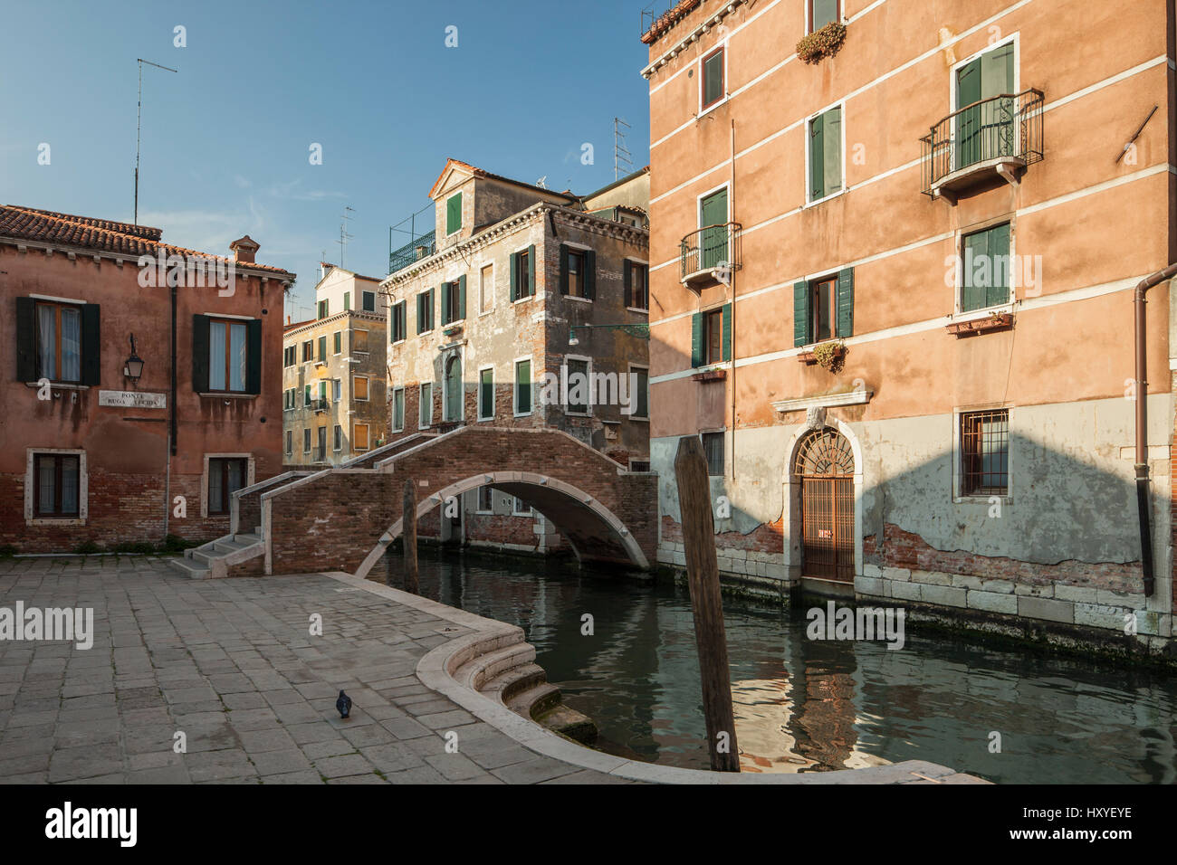 Spring morning in the sestiere of San Polo, Venice, Italy. Stock Photo