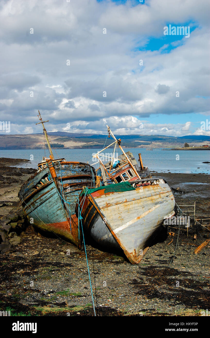 Picture of Two Abandoned Boats on Isle of Mull Stock Photo