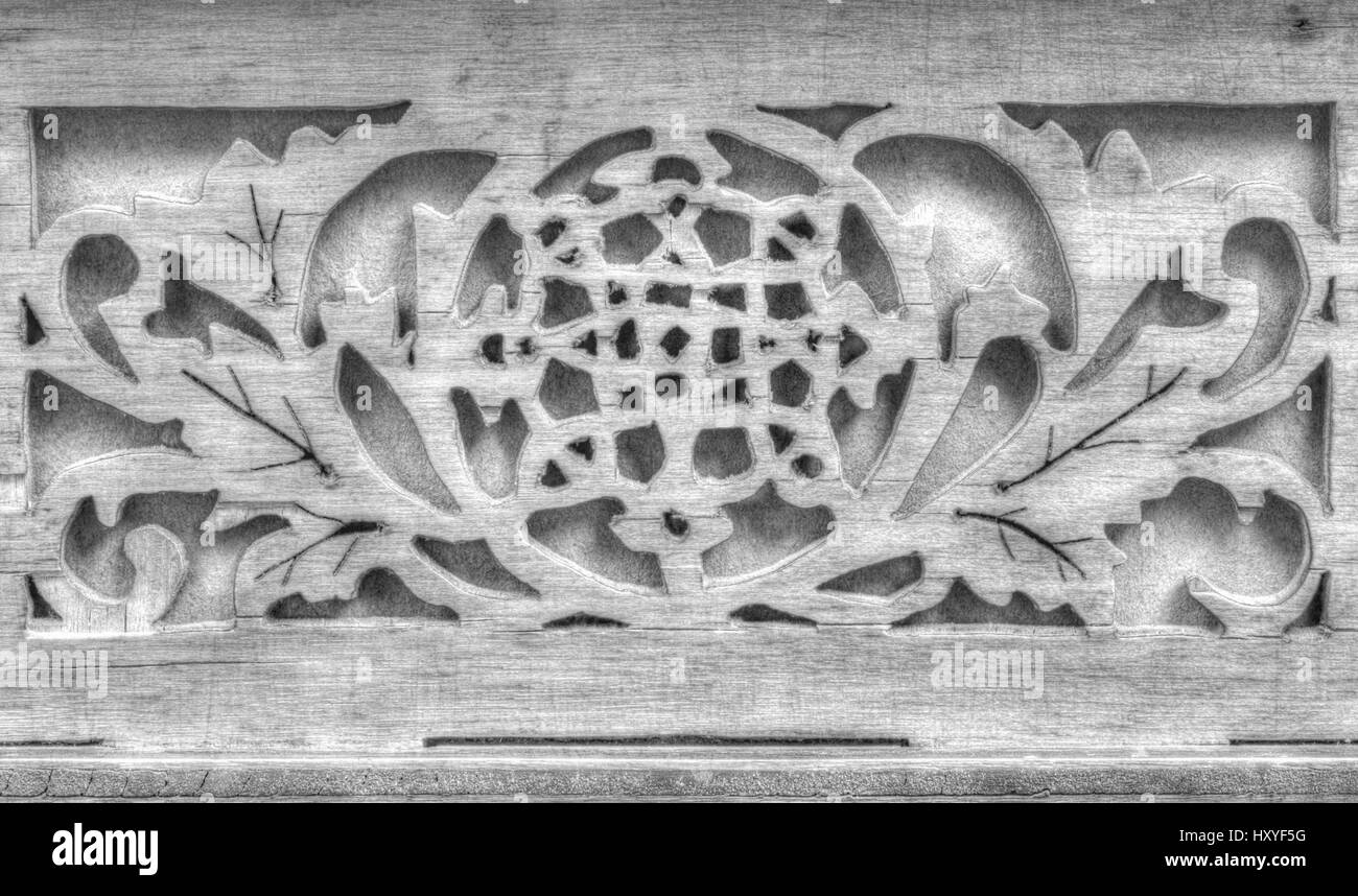 Beautiful wood carving in black and white Stock Photo Alamy