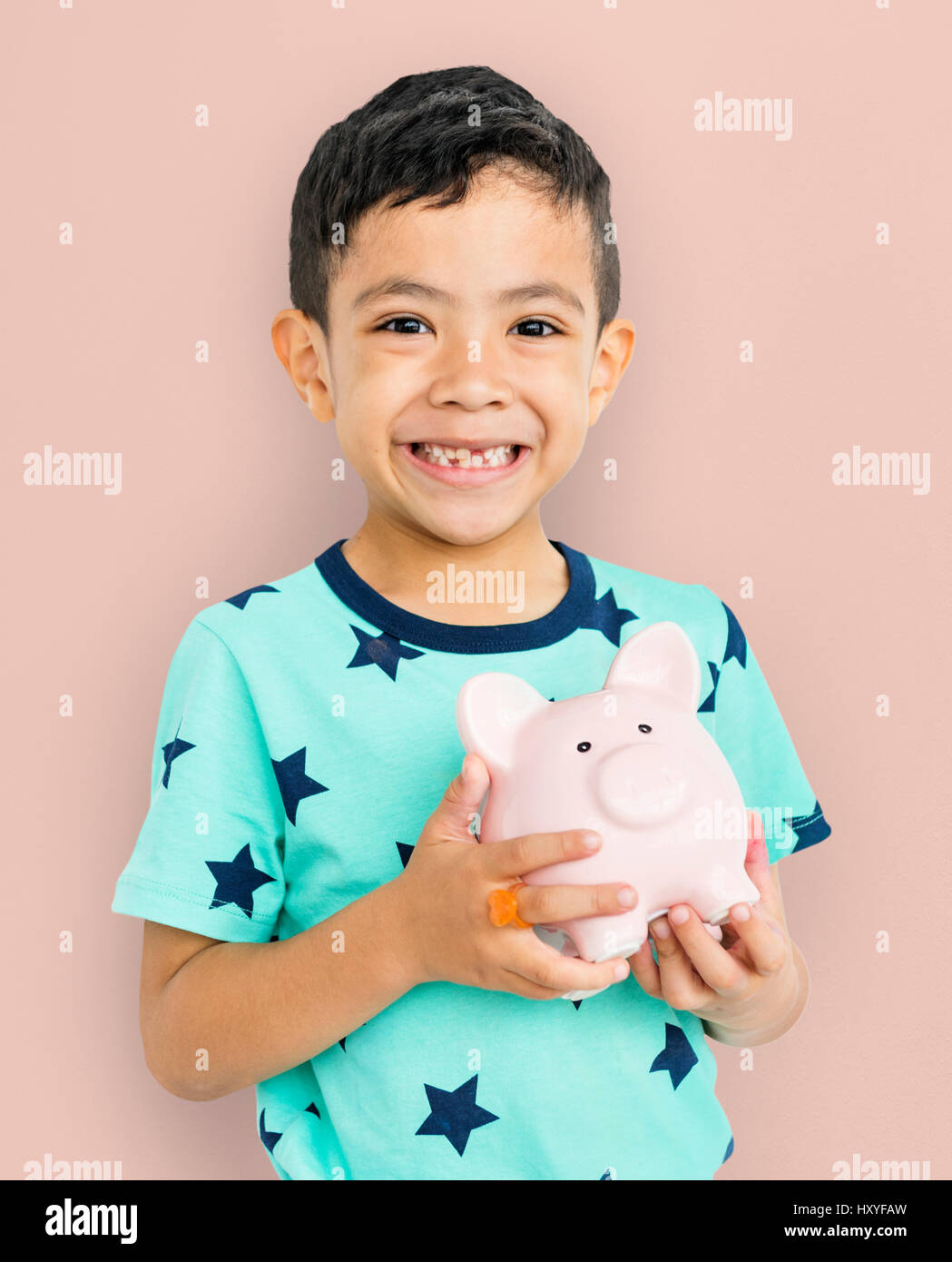 Little Boy Piggy Bank Concept Stock Photo - Alamy