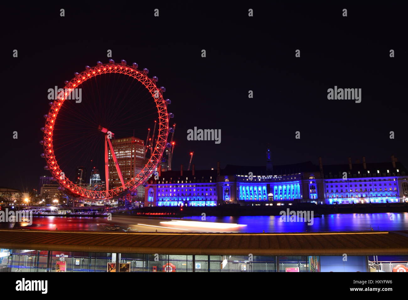 London Eye at night Stock Photo