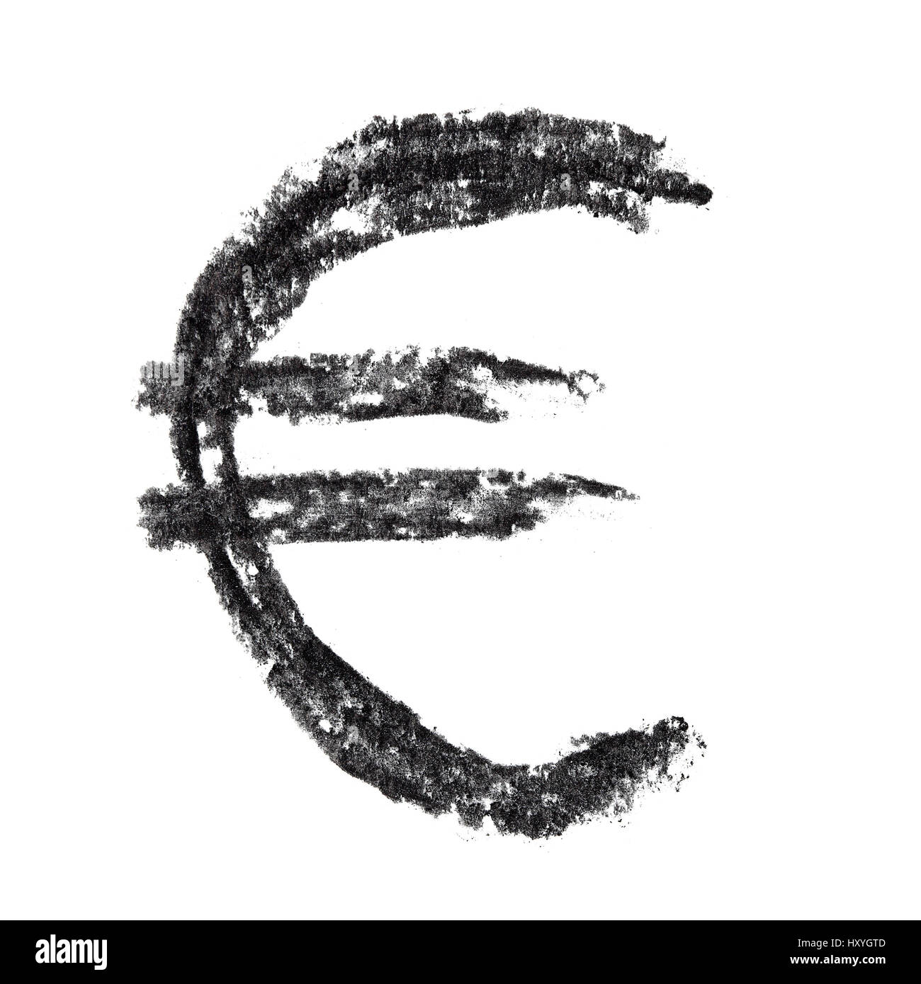 Euro sign - Hand-written charcoal alphabet Stock Photo