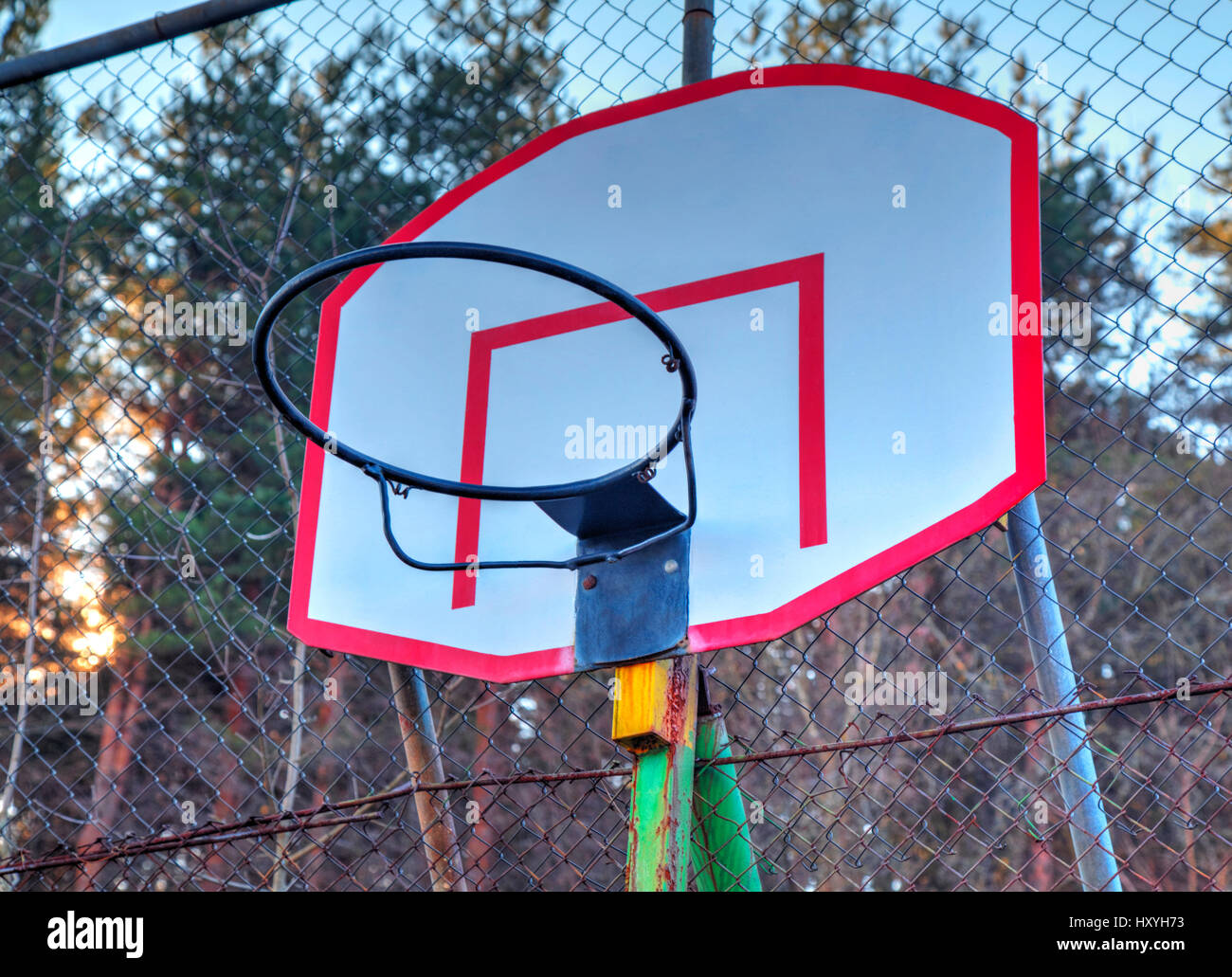 Outdoor basketball hoop closeup Stock Photo Alamy