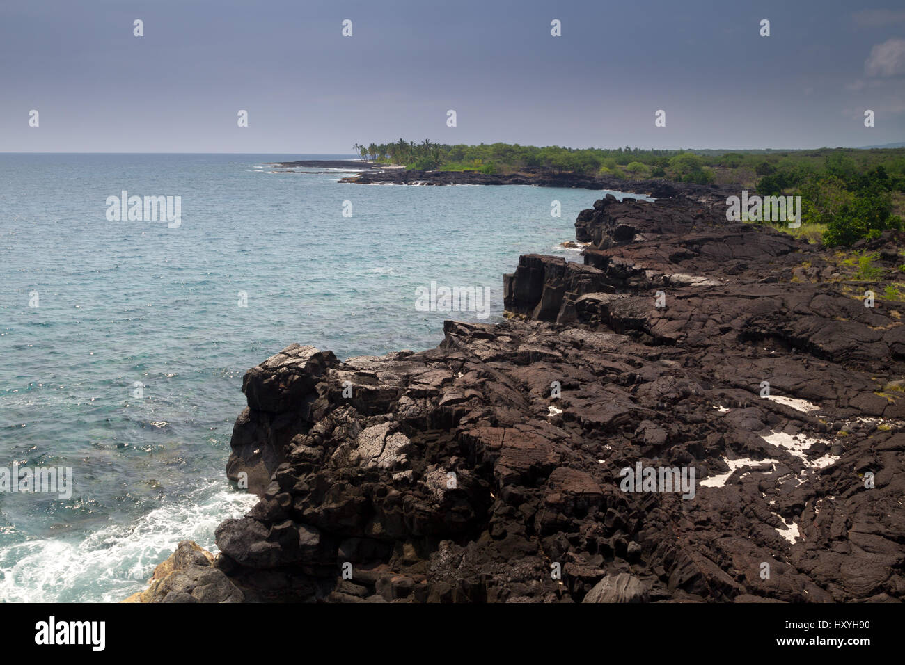Coastal landscape near the Puuhonua O Honaunau Park on Big Island, Hawaii, USA. Stock Photo