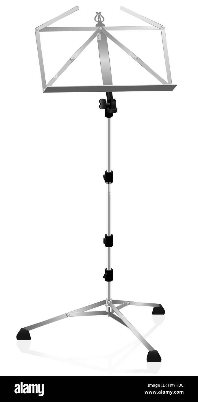 Music stand - metal style - isolated illustration on white background. Stock Photo