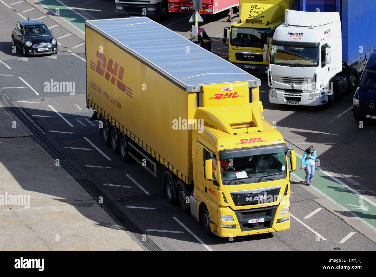 DHL LORRY TRUCK Stock Photo
