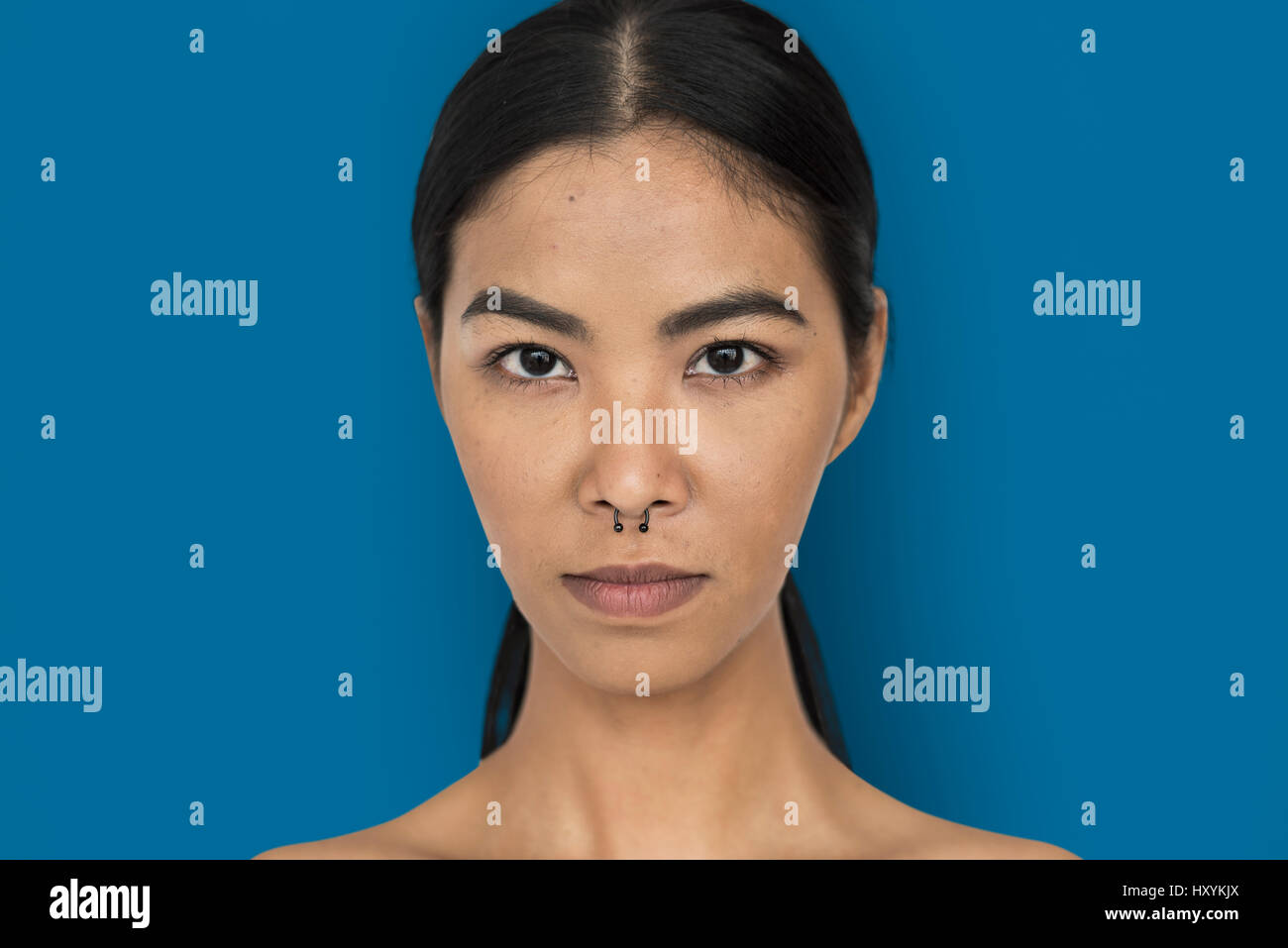 Woman Pierced Nose Ring Confidence Self Esteem Portrait Stock Photo