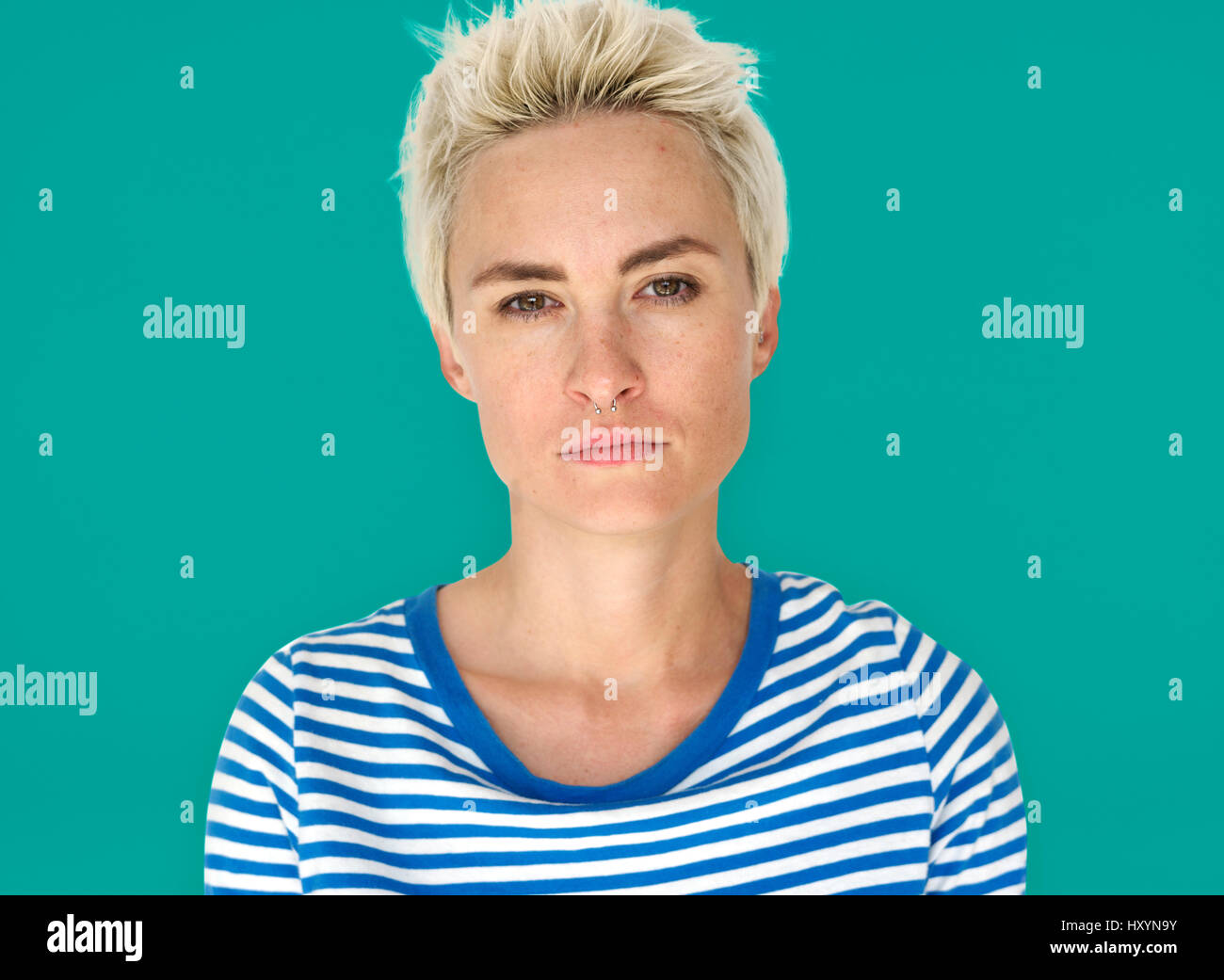 Caucasian Woman Cool Neutral Poker Face Stock Photo - Alamy