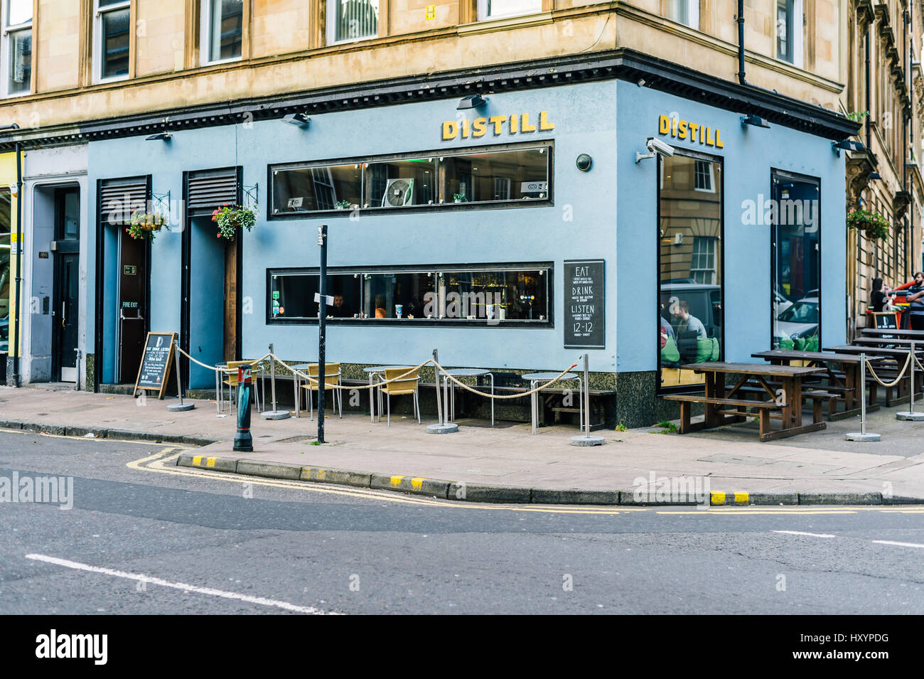 Distill Bar on Argyle Street in Glasgow's Finnieston District Stock Photo