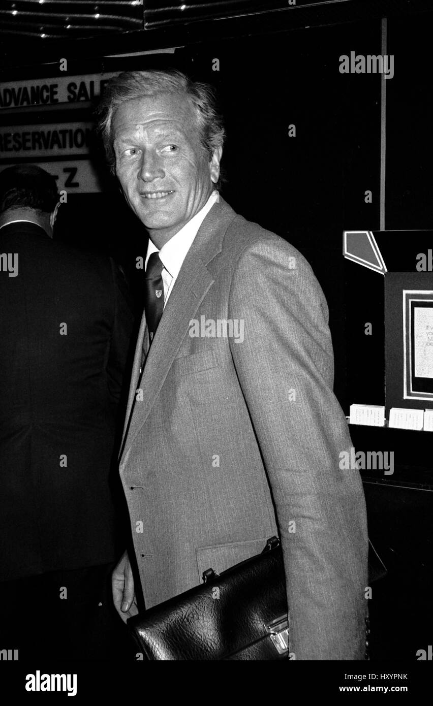EX NYC MAYOR JOHN LINDSAY attends a Broadway Show at the Circle in the Square Theatre, New York