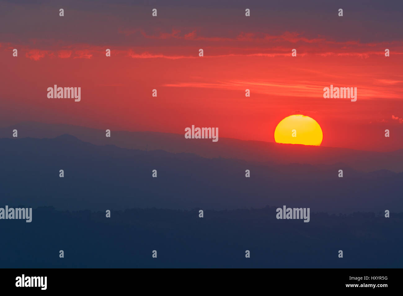 Sunset over the mountains a beautiful time Stock Photo - Alamy