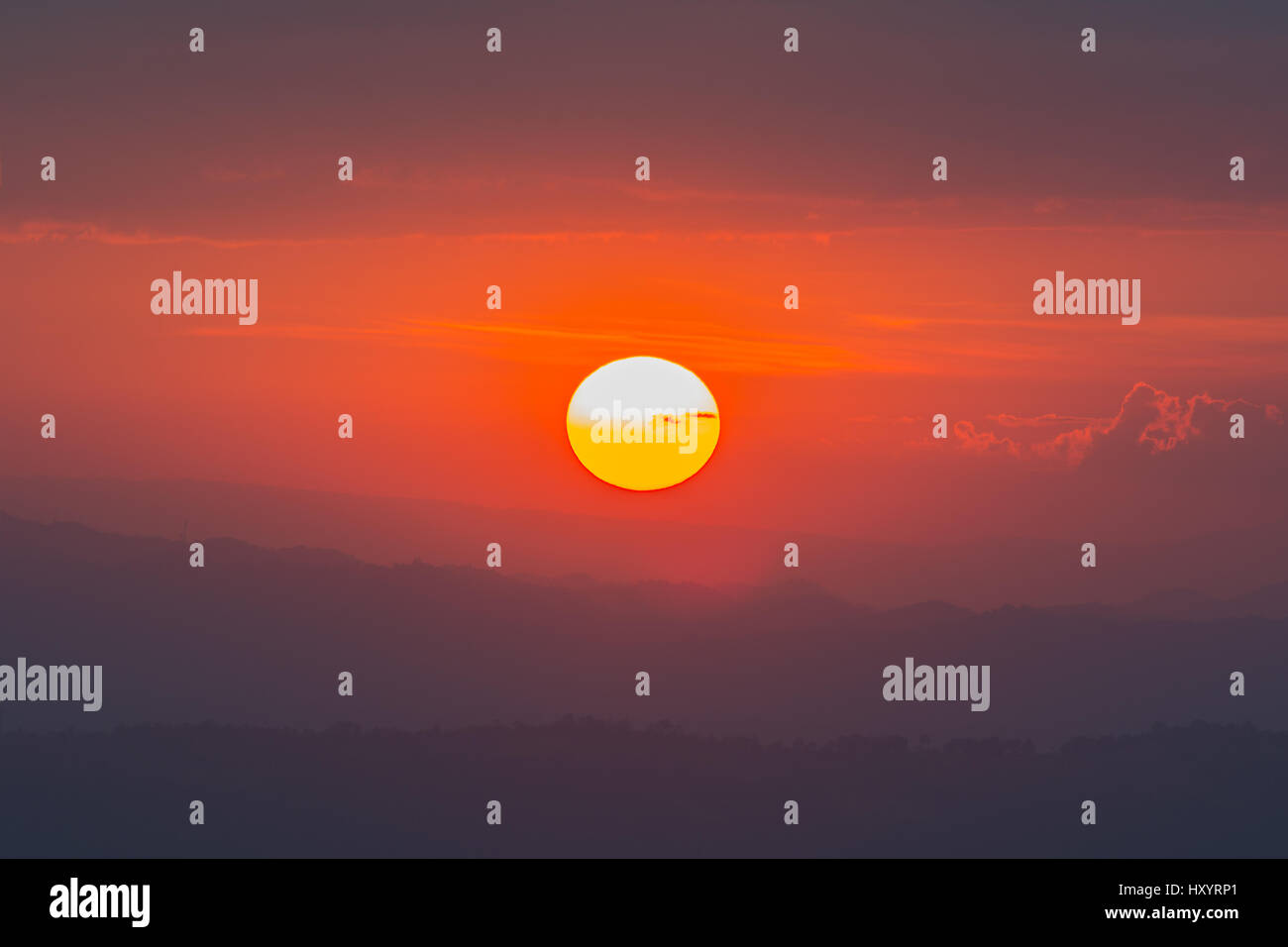 Sunset over the mountains a beautiful time Stock Photo - Alamy