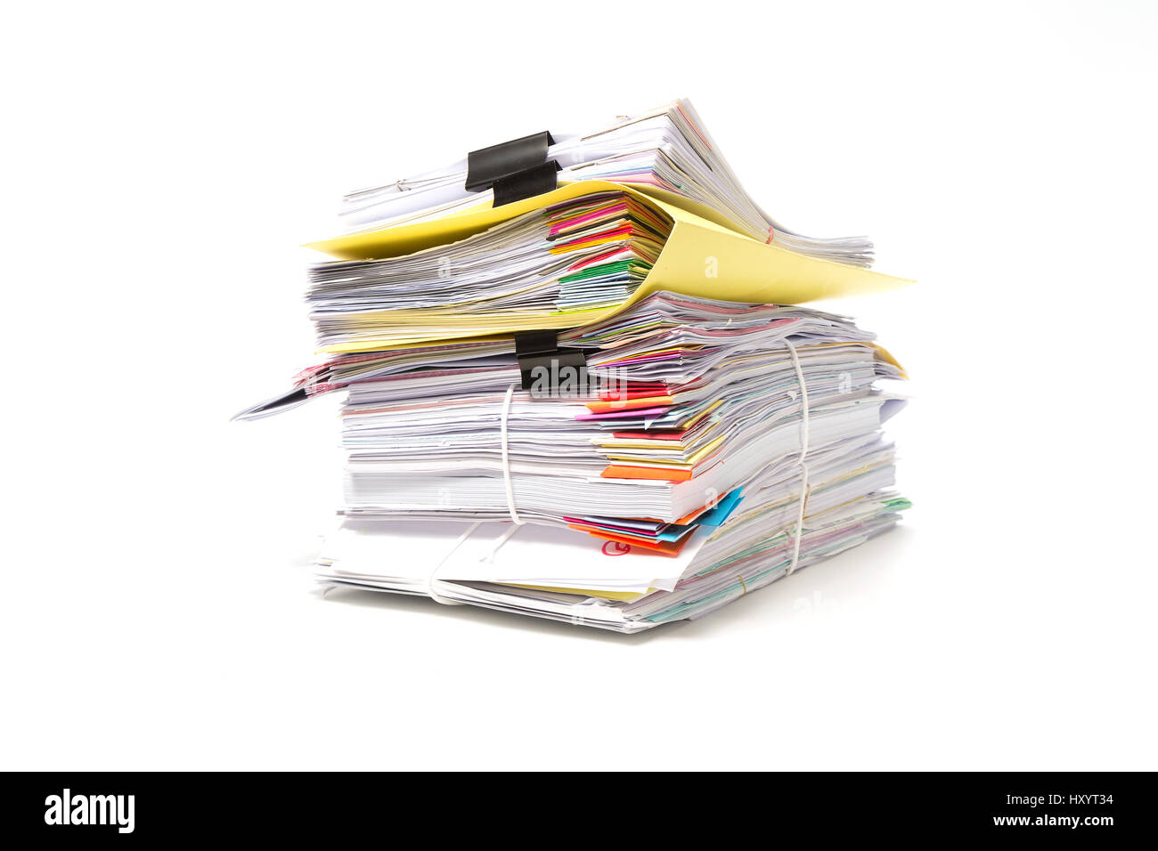 Stack of business papers isolated on white background Stock Photo - Alamy