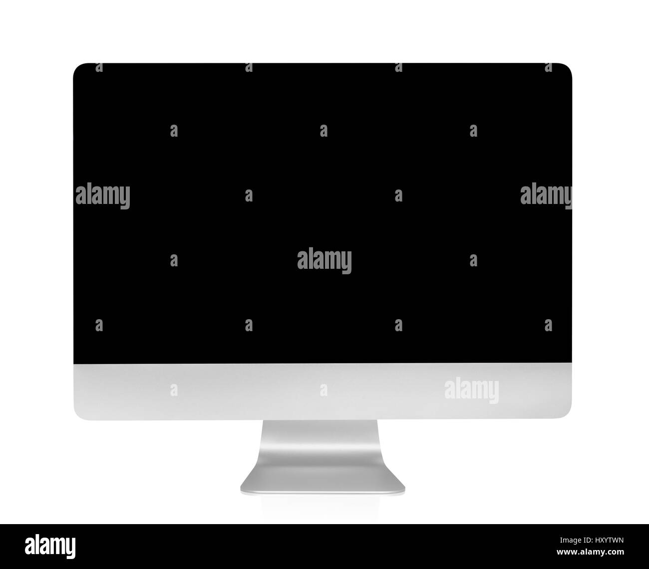 Computer display with blank black screen isolated on white background