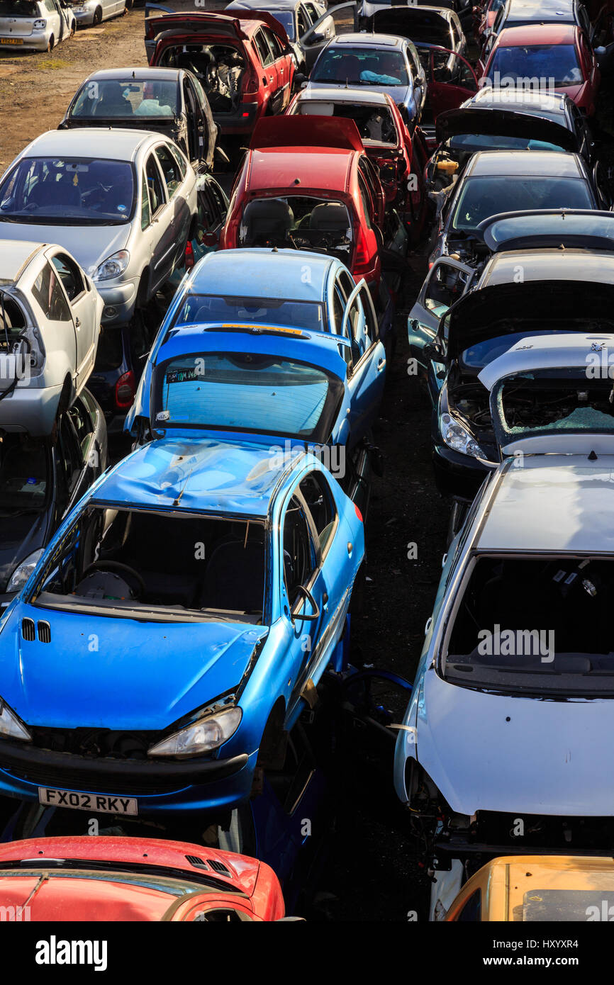 GRIMSBY, ENGLAND MARCH 14 Blue, red and various colourful cars in