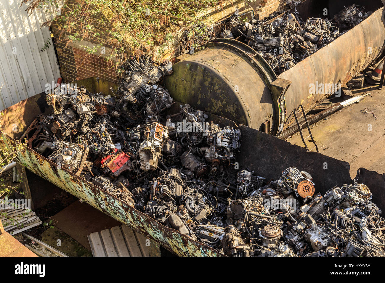 GRIMSBY, ENGLAND MARCH 14 Scrap metal and car/auto engine parts in